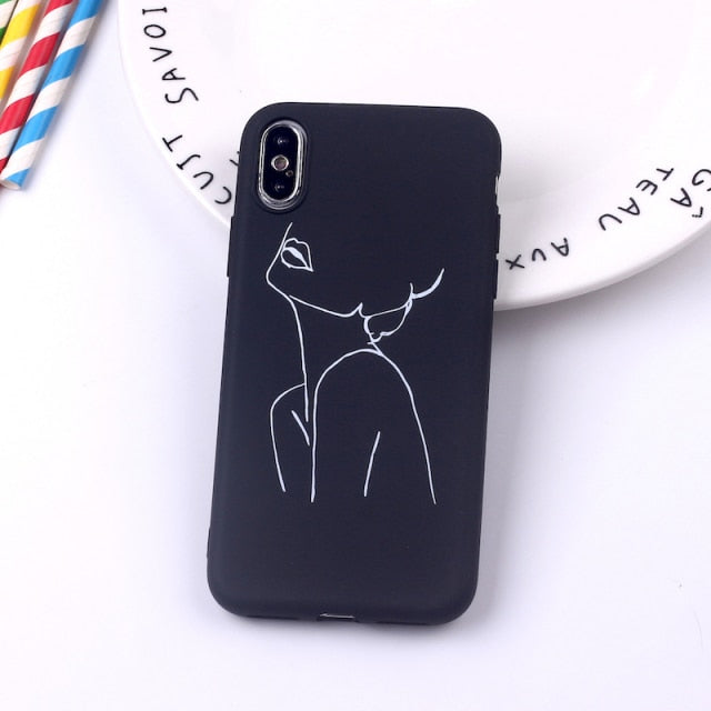 Black Sexy Art Rose Lover Harajuku Aesthetics Soft Silicone Candy Phone Case For iPhone 12 Mini 11 5S 8 8Plus X XS Max 7 7Plus