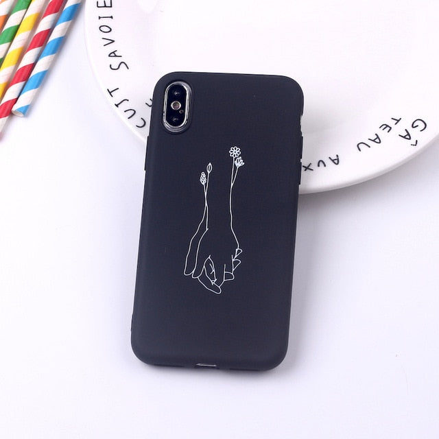 Black Sexy Art Rose Lover Harajuku Aesthetics Soft Silicone Candy Phone Case For iPhone 12 Mini 11 5S 8 8Plus X XS Max 7 7Plus