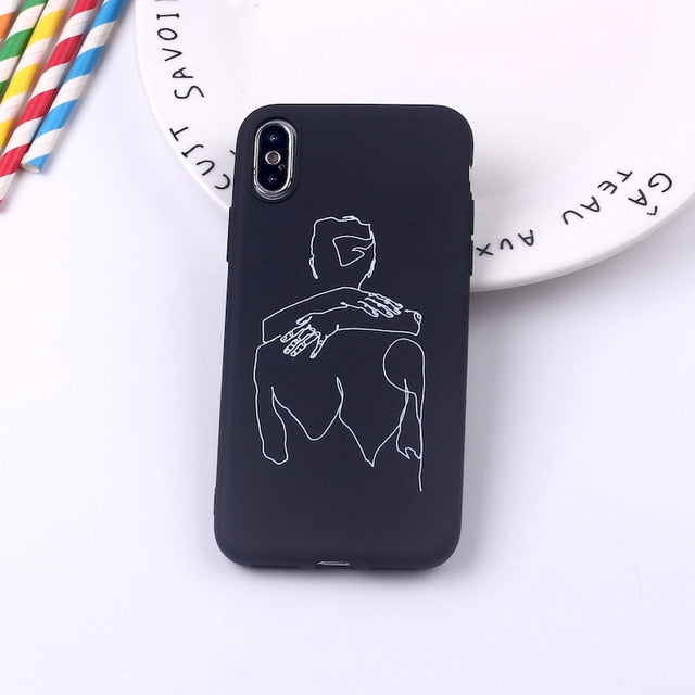 Black Sexy Art Rose Lover Harajuku Aesthetics Soft Silicone Candy Phone Case For iPhone 12 Mini 11 5S 8 8Plus X XS Max 7 7Plus