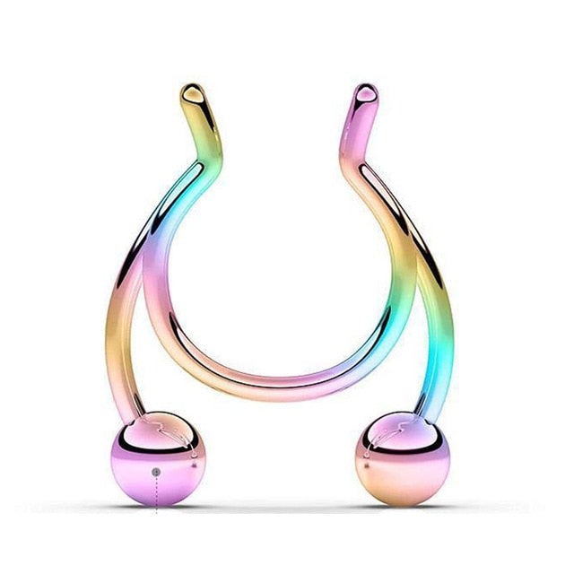 1pcs 2020 New Fake Nose Ring Stud New Nose Clip Medical Stainless Steel Hot Sale Nasal Septum False Nose Ring Piercing Jewelry