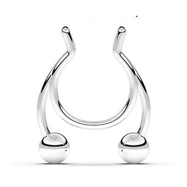 1pcs 2020 New Fake Nose Ring Stud New Nose Clip Medical Stainless Steel Hot Sale Nasal Septum False Nose Ring Piercing Jewelry
