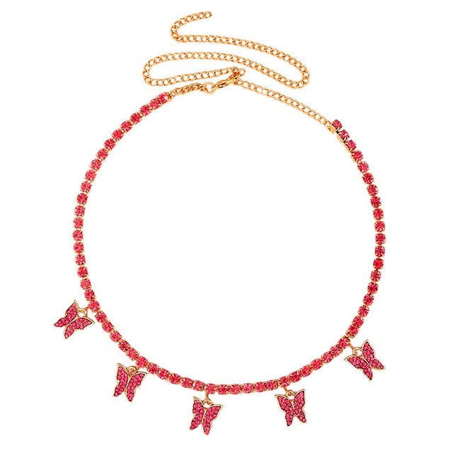 Caraquet Shining Crystal Tennis Butterfly Choker Necklaces for Women Gold Silver Color Bling Rhinestone Chain Necklaces Jewelry