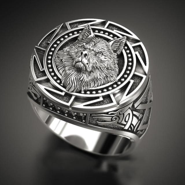 Women Men Rings Fashion Animals Flowers Wolf Lion Dragon Cat Bear Rings Vintage Punk Rings
