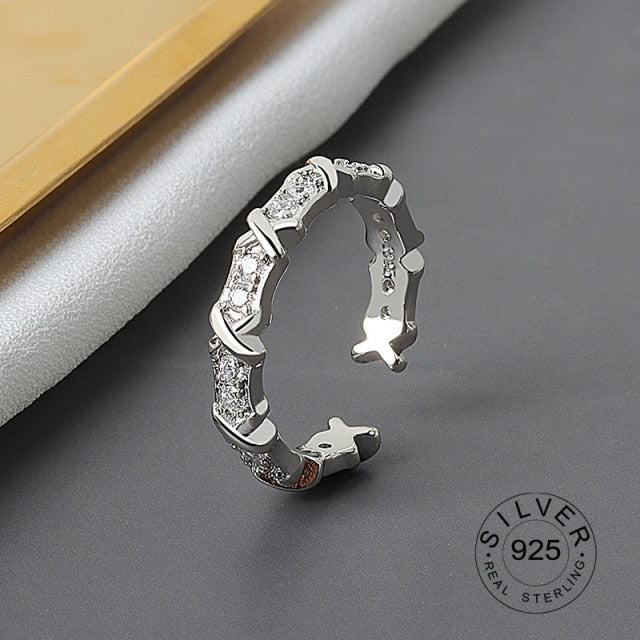 925 Sterling Silver Open Ring For Women INS Niche Irregular Wave Sand Surface Wide Noodle Original Party Birthday Gift