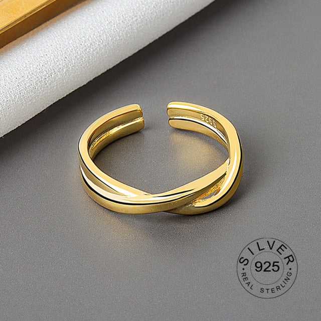 925 Sterling Silver Open Ring For Women INS Niche Irregular Wave Sand Surface Wide Noodle Original Party Birthday Gift