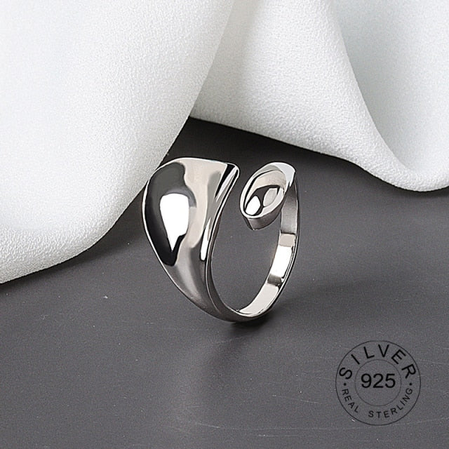 925 Sterling Silver Open Ring For Women INS Niche Irregular Wave Sand Surface Wide Noodle Original Party Birthday Gift