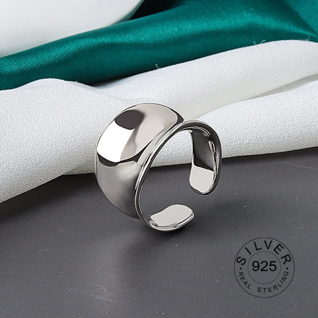 925 Sterling Silver Open Ring For Women INS Niche Irregular Wave Sand Surface Wide Noodle Original Party Birthday Gift