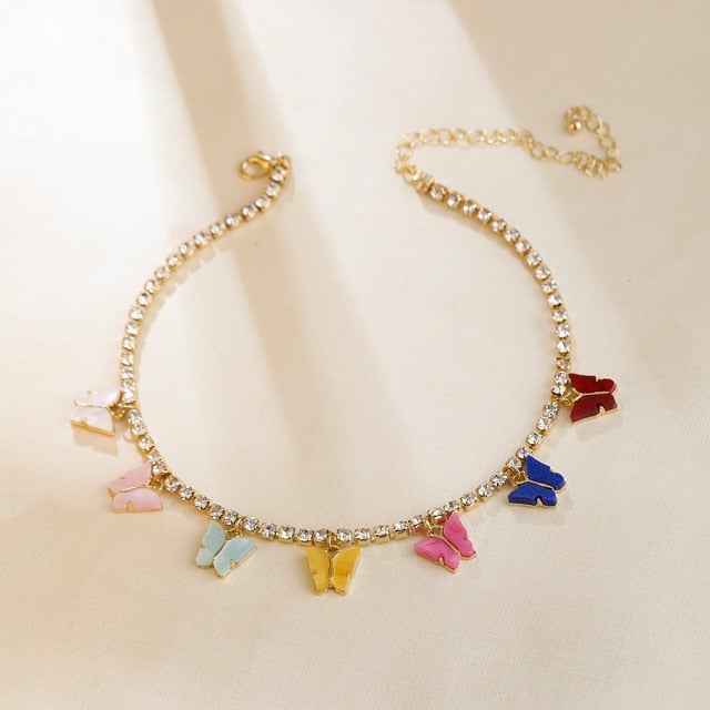 Fashion Acrylic Butterfly Old English Font Pendants Necklace Double Layer Babygirl Necklace Choker Statement Jewelry Wholesale