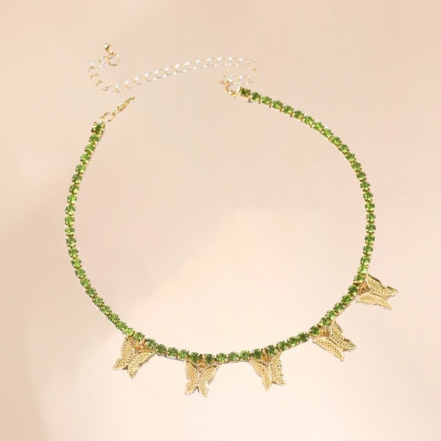 Fashion Acrylic Butterfly Old English Font Pendants Necklace Double Layer Babygirl Necklace Choker Statement Jewelry Wholesale