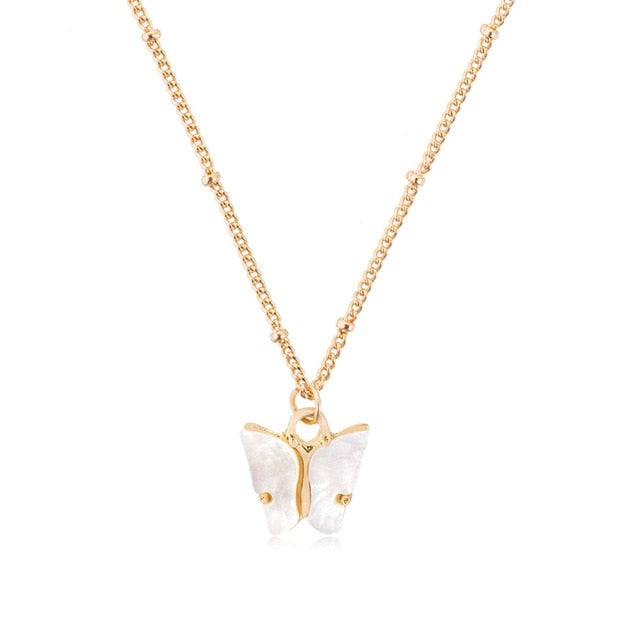 Fashion Acrylic Butterfly Old English Font Pendants Necklace Double Layer Babygirl Necklace Choker Statement Jewelry Wholesale