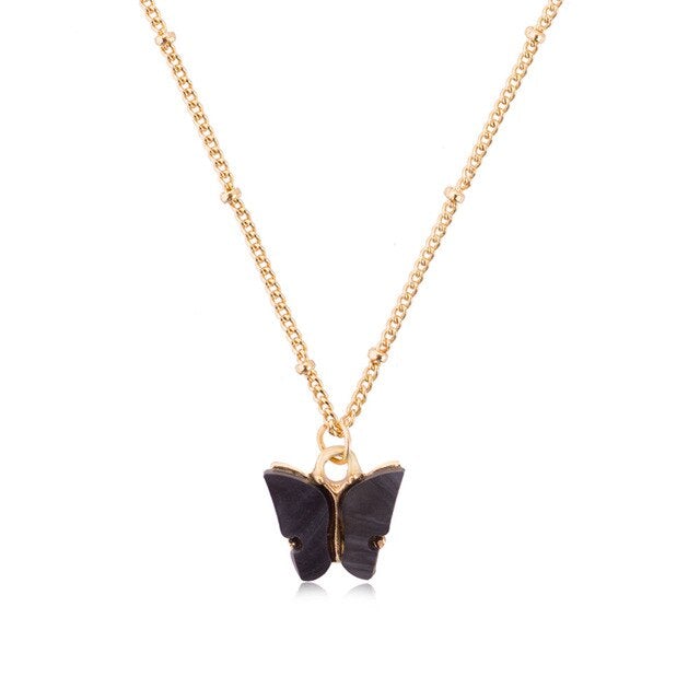 Fashion Acrylic Butterfly Old English Font Pendants Necklace Double Layer Babygirl Necklace Choker Statement Jewelry Wholesale