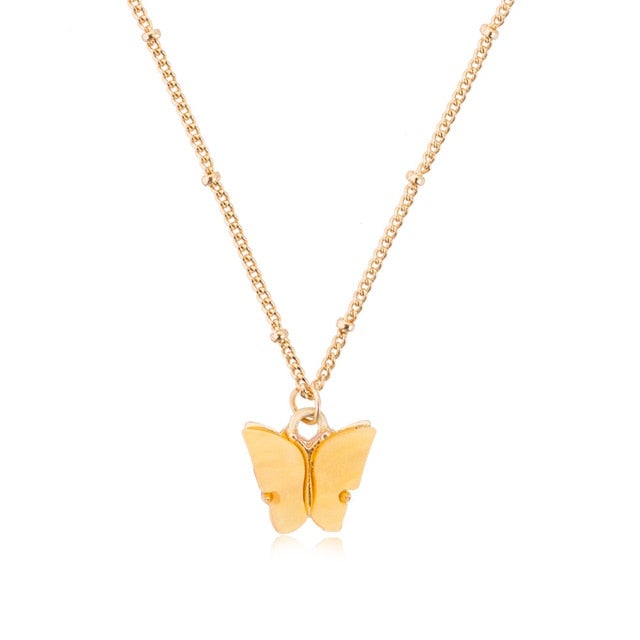 Fashion Acrylic Butterfly Old English Font Pendants Necklace Double Layer Babygirl Necklace Choker Statement Jewelry Wholesale
