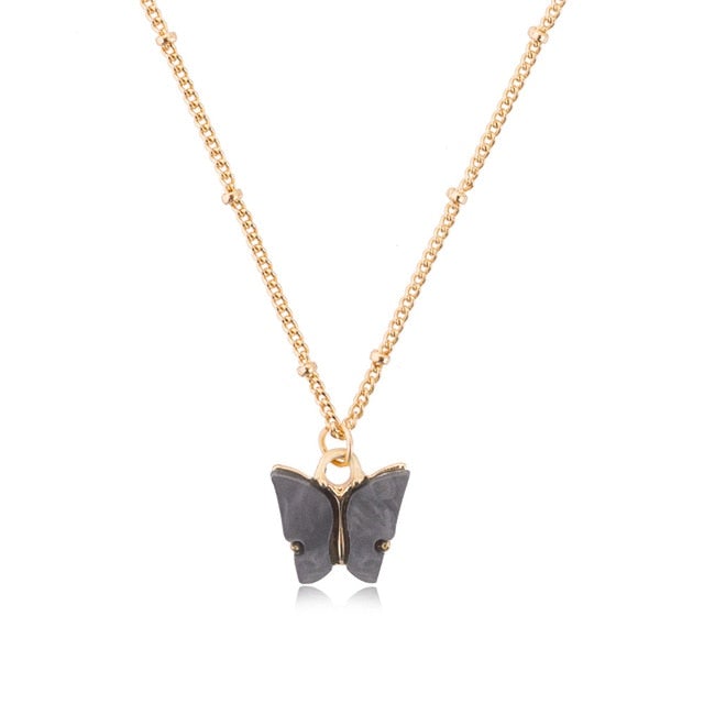 Fashion Acrylic Butterfly Old English Font Pendants Necklace Double Layer Babygirl Necklace Choker Statement Jewelry Wholesale