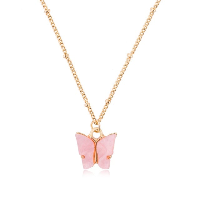 Fashion Acrylic Butterfly Old English Font Pendants Necklace Double Layer Babygirl Necklace Choker Statement Jewelry Wholesale
