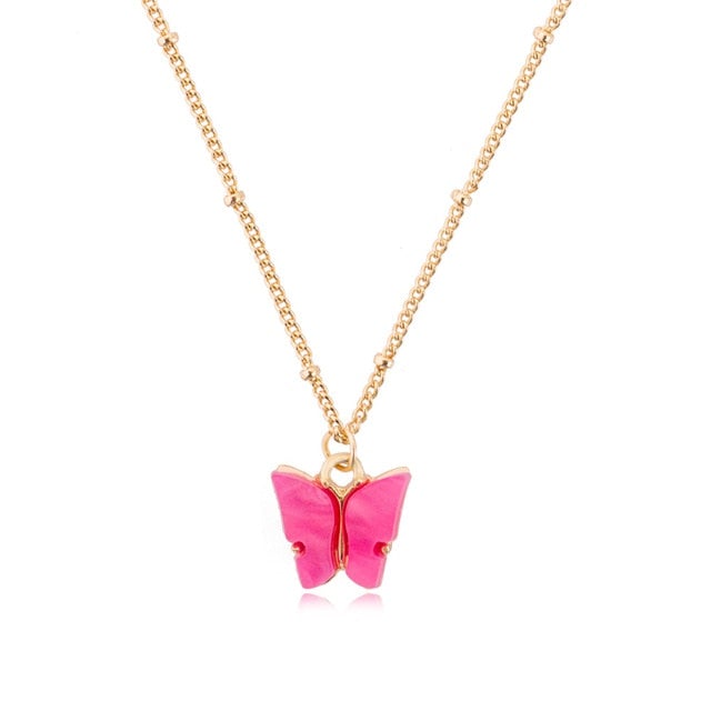 Fashion Acrylic Butterfly Old English Font Pendants Necklace Double Layer Babygirl Necklace Choker Statement Jewelry Wholesale