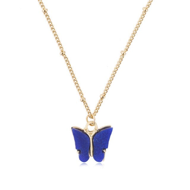 Fashion Acrylic Butterfly Old English Font Pendants Necklace Double Layer Babygirl Necklace Choker Statement Jewelry Wholesale