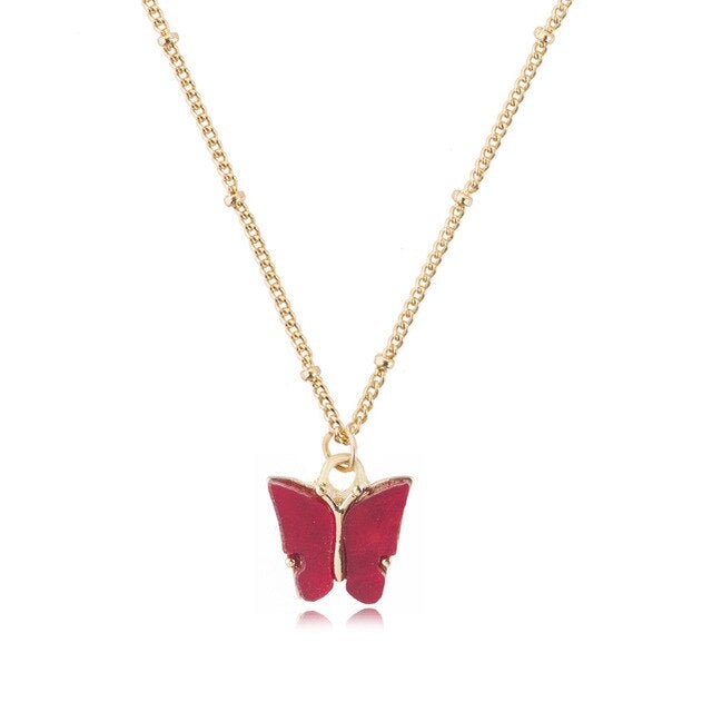 Fashion Acrylic Butterfly Old English Font Pendants Necklace Double Layer Babygirl Necklace Choker Statement Jewelry Wholesale