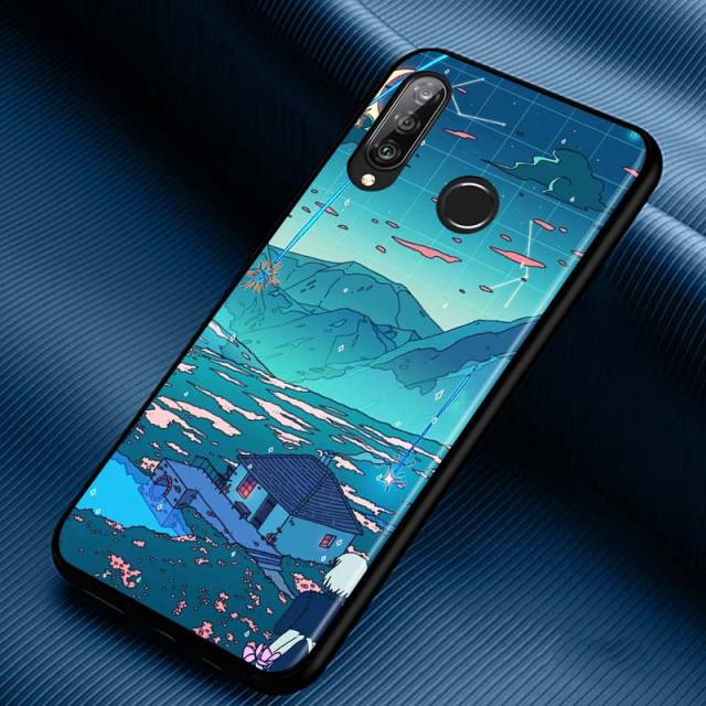 Art Pixel Aesthetic Silicone Phone Case for Huawei P30 P20 P40 Lite E Pro P Smart Z Plus 2019 P10 P9 Lite Black Cover