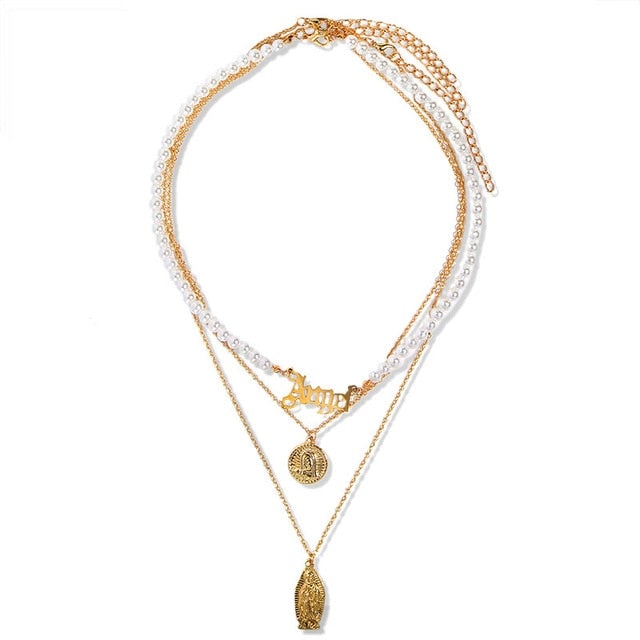 JUST FEEL Gold Silver Color Babygirl Letter Pendant Necklace for Women Multilayer Butterfly Clavicle Chain Necklace Jewelry Gift