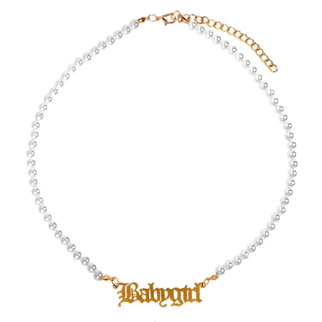 JUST FEEL Gold Silver Color Babygirl Letter Pendant Necklace for Women Multilayer Butterfly Clavicle Chain Necklace Jewelry Gift