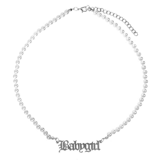 JUST FEEL Gold Silver Color Babygirl Letter Pendant Necklace for Women Multilayer Butterfly Clavicle Chain Necklace Jewelry Gift
