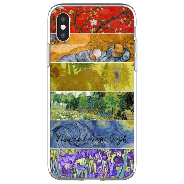 Art Aesthetic Vincent Van Gogh Starry Night flower Phone Case For iphone 12 11 Pro Max X XR XS 8 7 6 6S Plus Mini Soft Cover