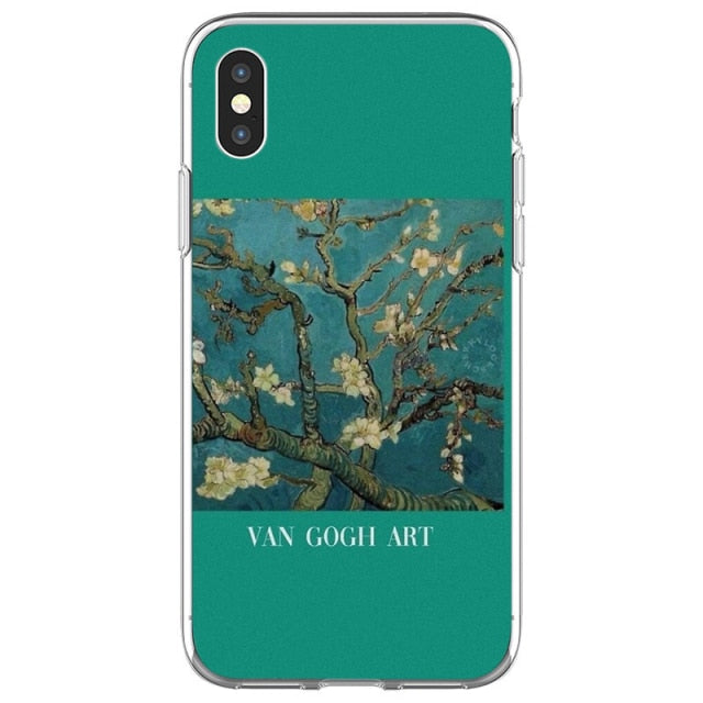 Art Aesthetic Vincent Van Gogh Starry Night flower Phone Case For iphone 12 11 Pro Max X XR XS 8 7 6 6S Plus Mini Soft Cover