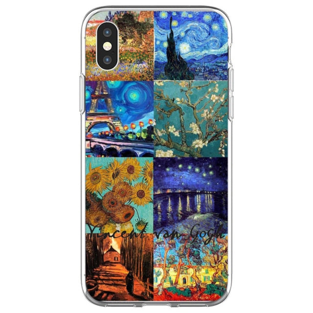 Art Aesthetic Vincent Van Gogh Starry Night flower Phone Case For iphone 12 11 Pro Max X XR XS 8 7 6 6S Plus Mini Soft Cover