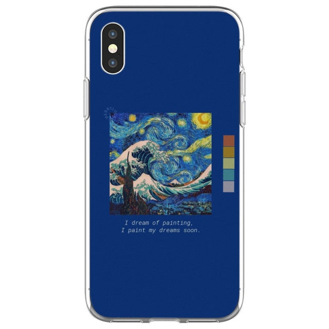 Art Aesthetic Vincent Van Gogh Starry Night flower Phone Case For iphone 12 11 Pro Max X XR XS 8 7 6 6S Plus Mini Soft Cover