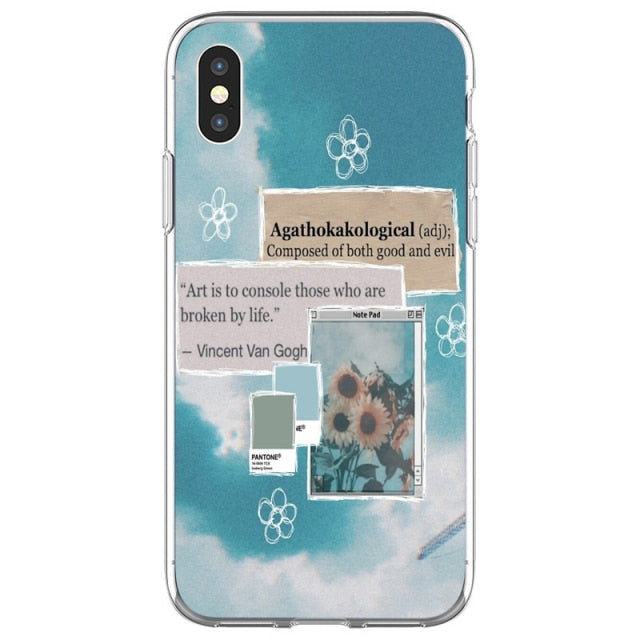 Art Aesthetic Vincent Van Gogh Starry Night flower Phone Case For iphone 12 11 Pro Max X XR XS 8 7 6 6S Plus Mini Soft Cover