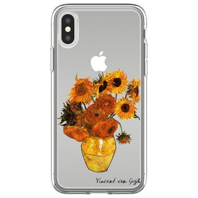 Art Aesthetic Vincent Van Gogh Starry Night flower Phone Case For iphone 12 11 Pro Max X XR XS 8 7 6 6S Plus Mini Soft Cover