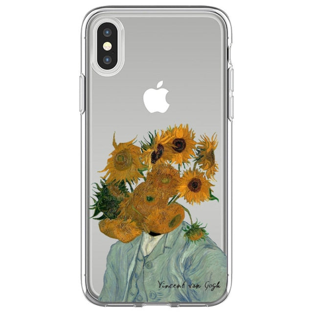 Art Aesthetic Vincent Van Gogh Starry Night flower Phone Case For iphone 12 11 Pro Max X XR XS 8 7 6 6S Plus Mini Soft Cover