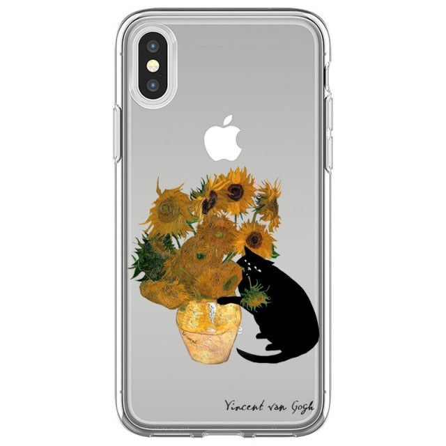 Art Aesthetic Vincent Van Gogh Starry Night flower Phone Case For iphone 12 11 Pro Max X XR XS 8 7 6 6S Plus Mini Soft Cover