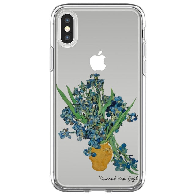 Art Aesthetic Vincent Van Gogh Starry Night flower Phone Case For iphone 12 11 Pro Max X XR XS 8 7 6 6S Plus Mini Soft Cover