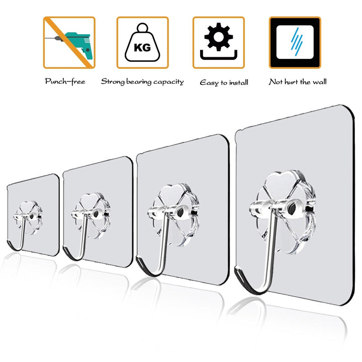 20/10 Pcs Hooks Transparent Strong Self Adhesive Door Wall Hangers Hooks Suction Heavy Load Rack Cup Sucker for Kitchen Bathroom