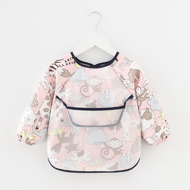 Baby Bib Waterproof Apron Long Sleeve Art Smock for Kids Chest Protection Feeding Bibs