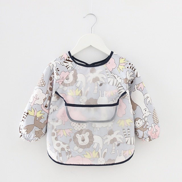 Baby Bib Waterproof Apron Long Sleeve Art Smock for Kids Chest Protection Feeding Bibs