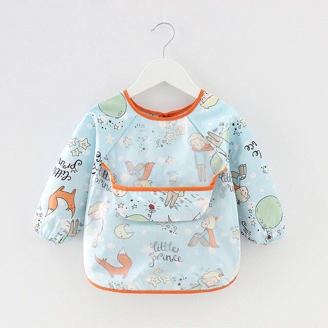 Baby Bib Waterproof Apron Long Sleeve Art Smock for Kids Chest Protection Feeding Bibs