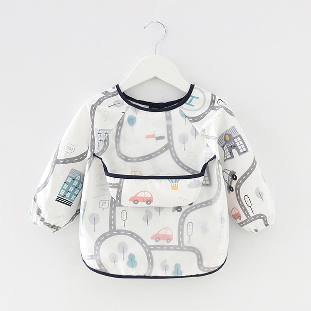 Baby Bib Waterproof Apron Long Sleeve Art Smock for Kids Chest Protection Feeding Bibs