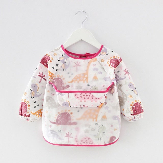 Baby Bib Waterproof Apron Long Sleeve Art Smock for Kids Chest Protection Feeding Bibs