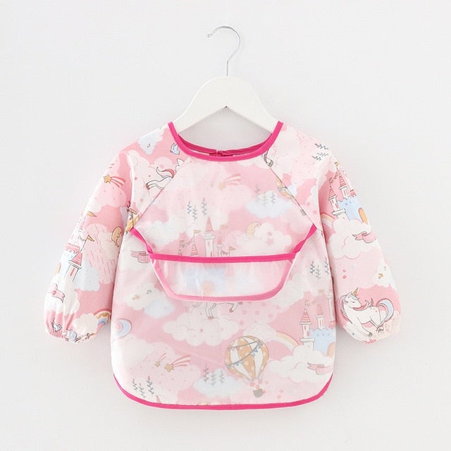 Baby Bib Waterproof Apron Long Sleeve Art Smock for Kids Chest Protection Feeding Bibs