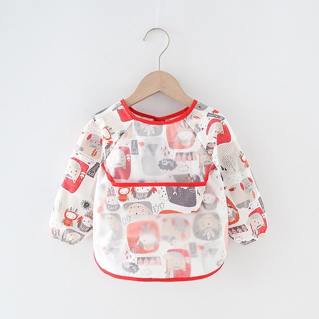 Baby Bib Waterproof Apron Long Sleeve Art Smock for Kids Chest Protection Feeding Bibs