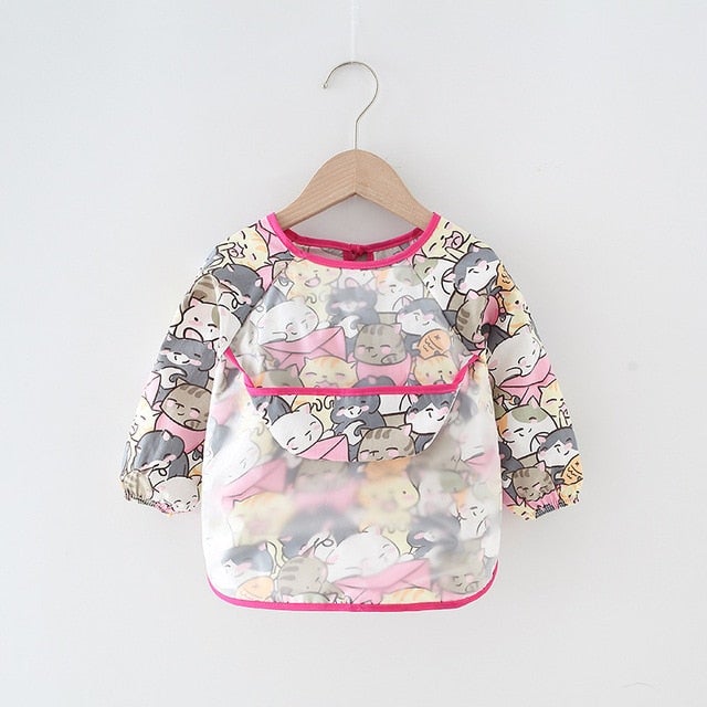 Baby Bib Waterproof Apron Long Sleeve Art Smock for Kids Chest Protection Feeding Bibs