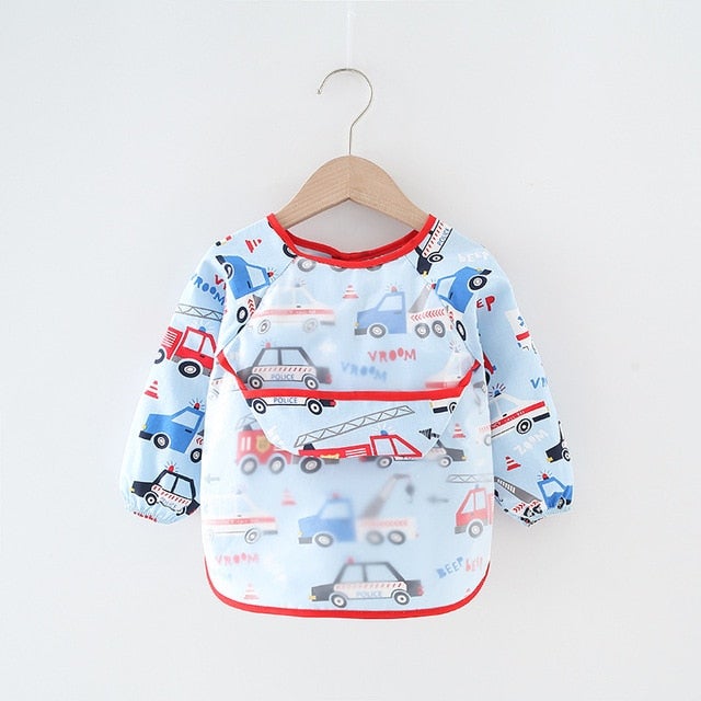 Baby Bib Waterproof Apron Long Sleeve Art Smock for Kids Chest Protection Feeding Bibs