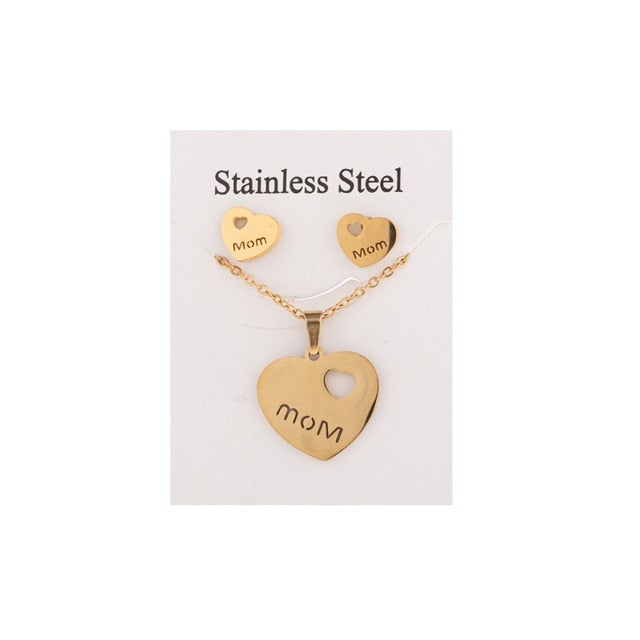New Animal Flower Butterfly Stainless Steel Pendant Necklace Sets For Women Gold Color Chain Necklace Earrings Jewelry Gifts