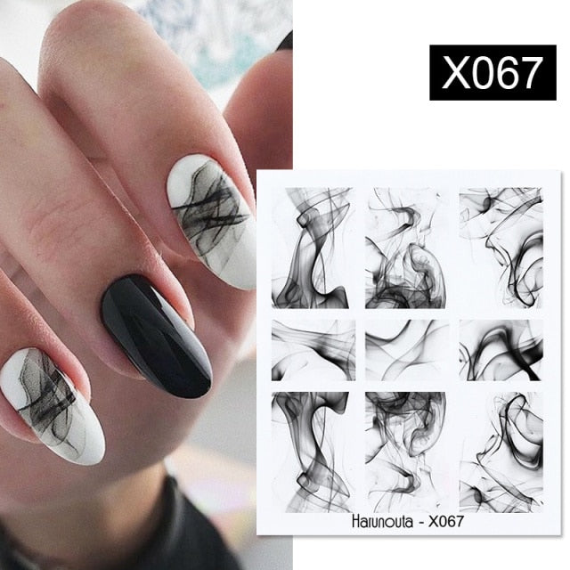Harunouta Simple Green Flowers Leaves Tree Water Decals Spring Summer Theme Floral Transfer Stickers Slider Nail Art Decoration