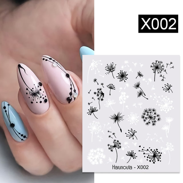 Harunouta Simple Green Flowers Leaves Tree Water Decals Spring Summer Theme Floral Transfer Stickers Slider Nail Art Decoration