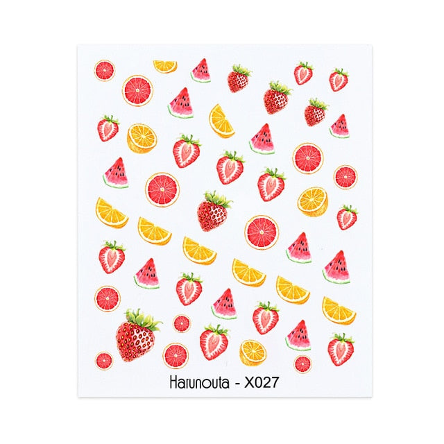 Harunouta Simple Green Flowers Leaves Tree Water Decals Spring Summer Theme Floral Transfer Stickers Slider Nail Art Decoration