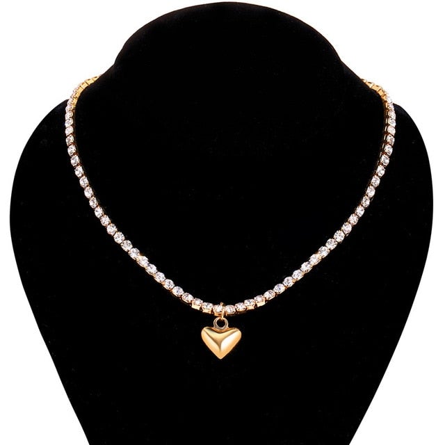 Fashion Bling Crystal Butterfly Choker Necklace For Women Bohemian Tennis Chain Necklace Double Layer Collar  Jewelry