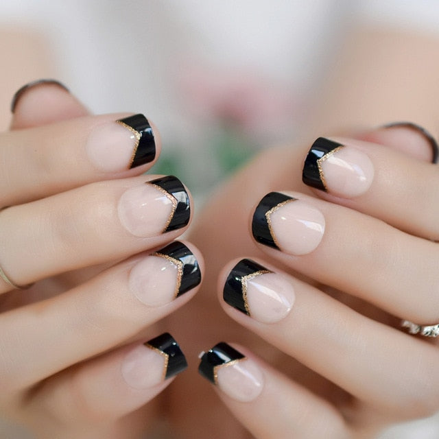 Summer Short Natural Nude White French Nail Tips False Fake Nails UV Gel Press on Ultra Easy Wear for Home Office Wear
